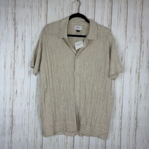 American Eagle Outfitters Oatmeal Knit Collared Shirt Large NWT